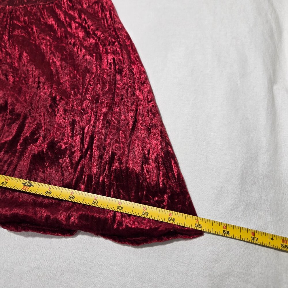 U.S.A Vintage CLIO II 80s Y2K Red Shiny Velvet Tiered Flowy Maxi Skirt Women 2X. - Picture 16 of 17